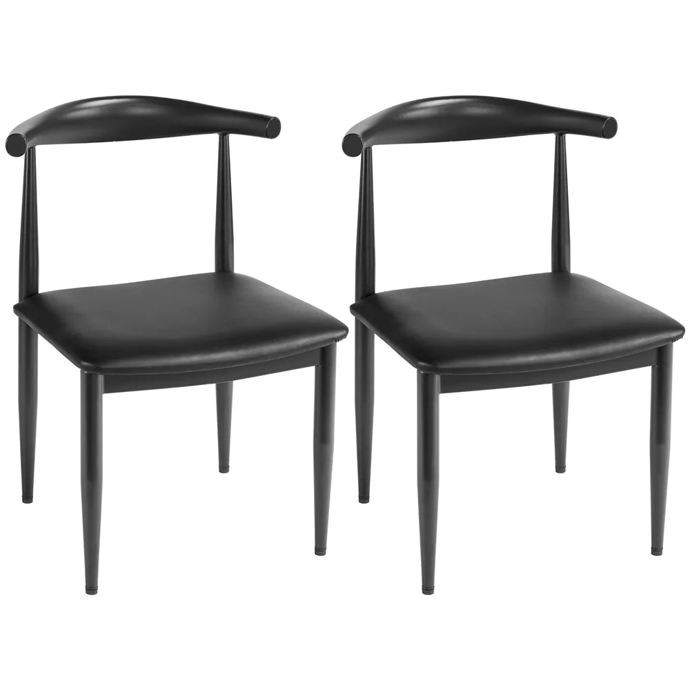 Set of 2 Black Leather Dining Chairs U17202