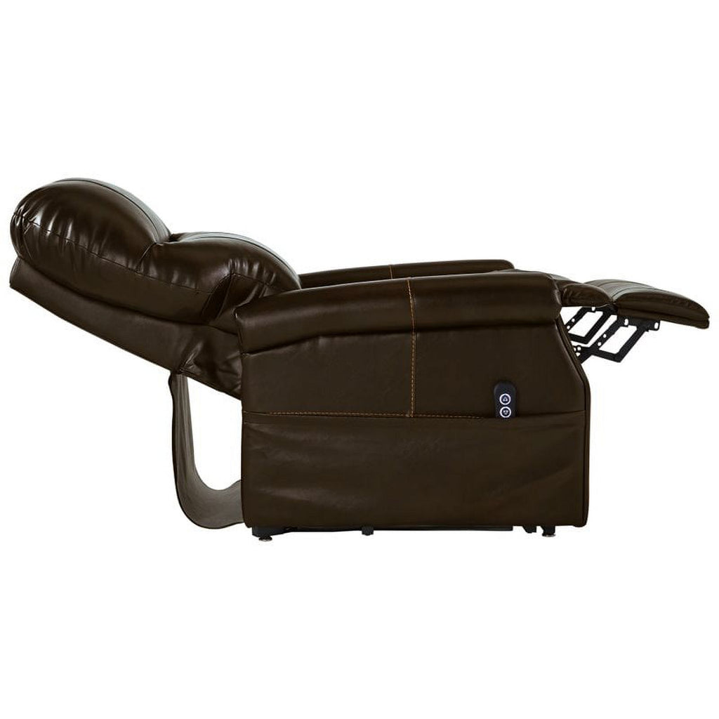 Faux Leather Power Lift Recliner with Side Storage, Brown K533