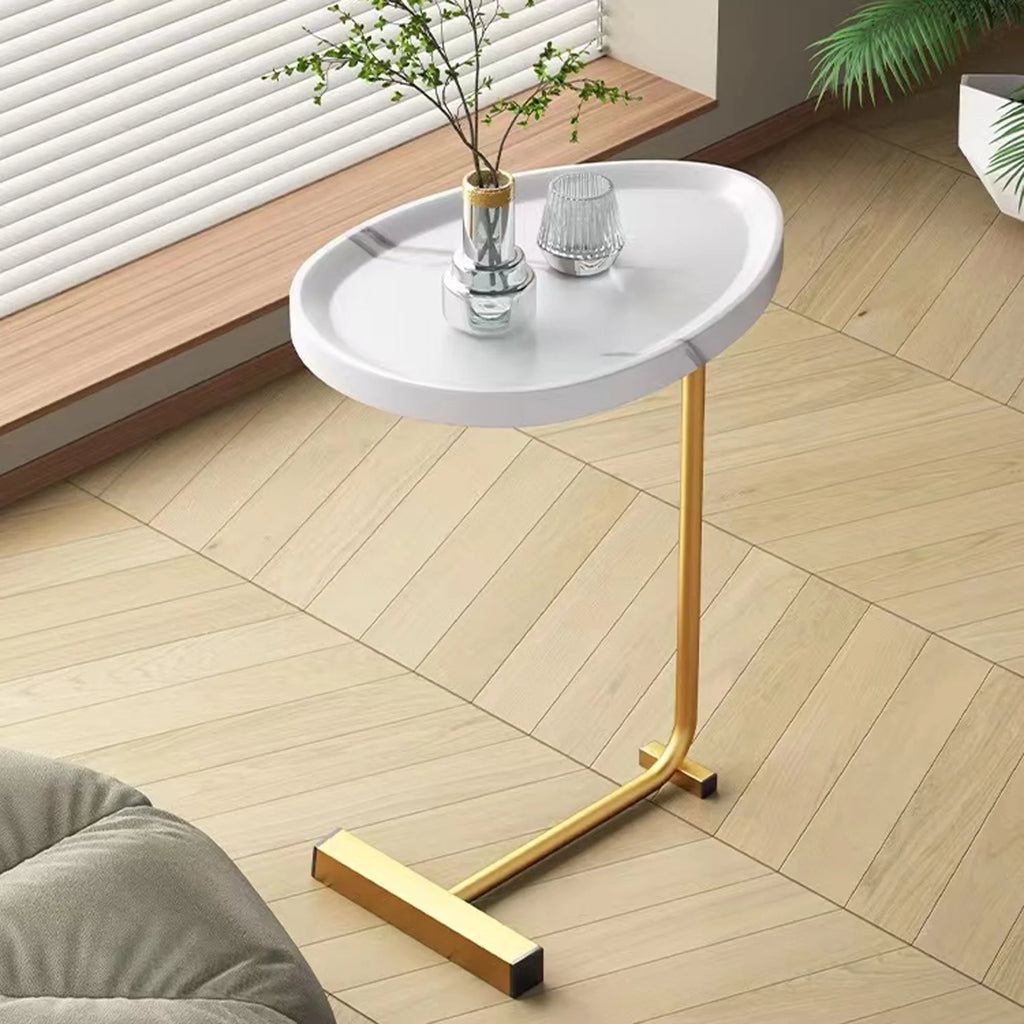 White C-Shaped Side Table Y8289