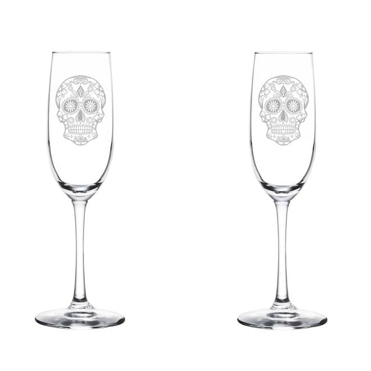 Set of 2 Glass Champagne Flutes 8 oz Stemmed Q709
