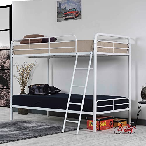 Twin Over Twin Metal Bunk Bed in Black J8783