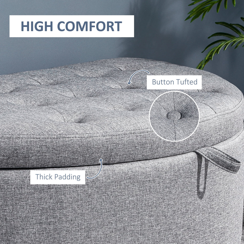 Gray Half Moon Storage Ottoman with Lift Lid P62959
