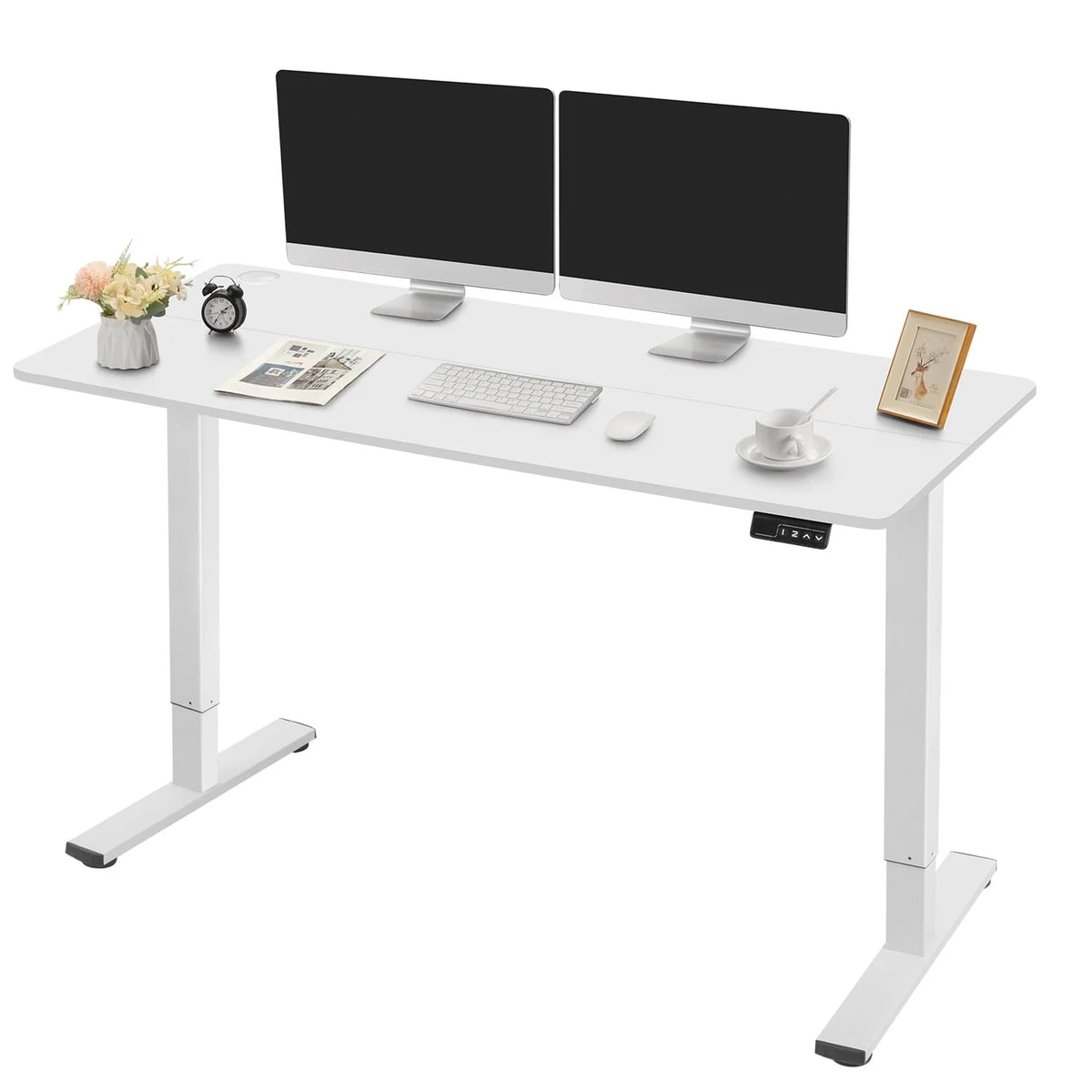 Electric Height Adjustable Standing Desk with Memory Preset, White S1604