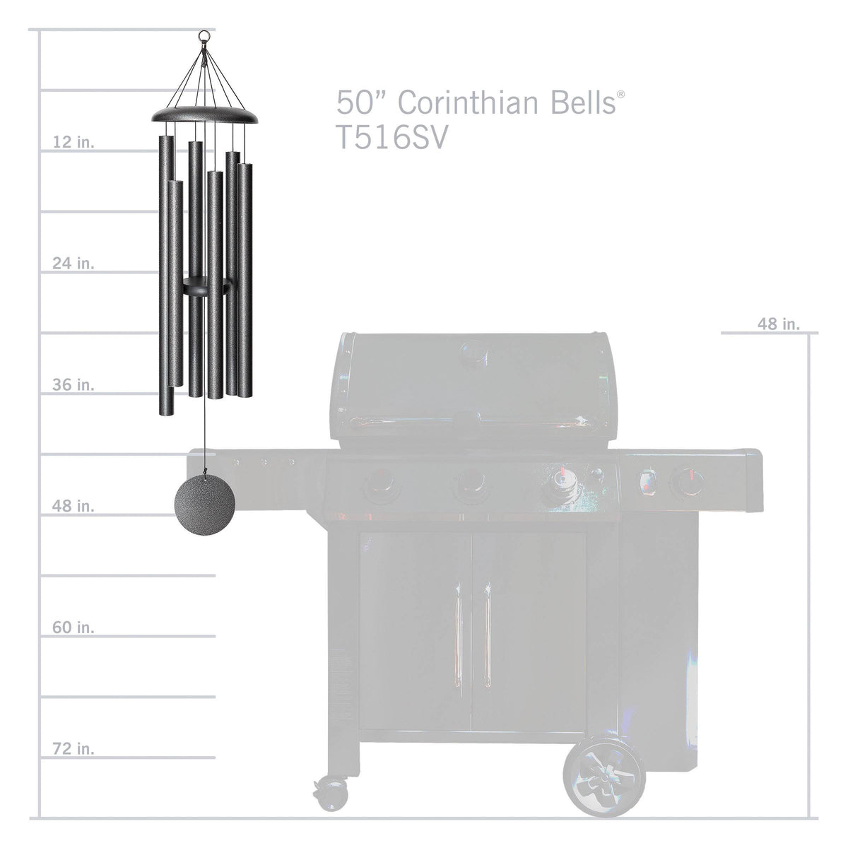 Black 50 Inch Wind Chime T635819