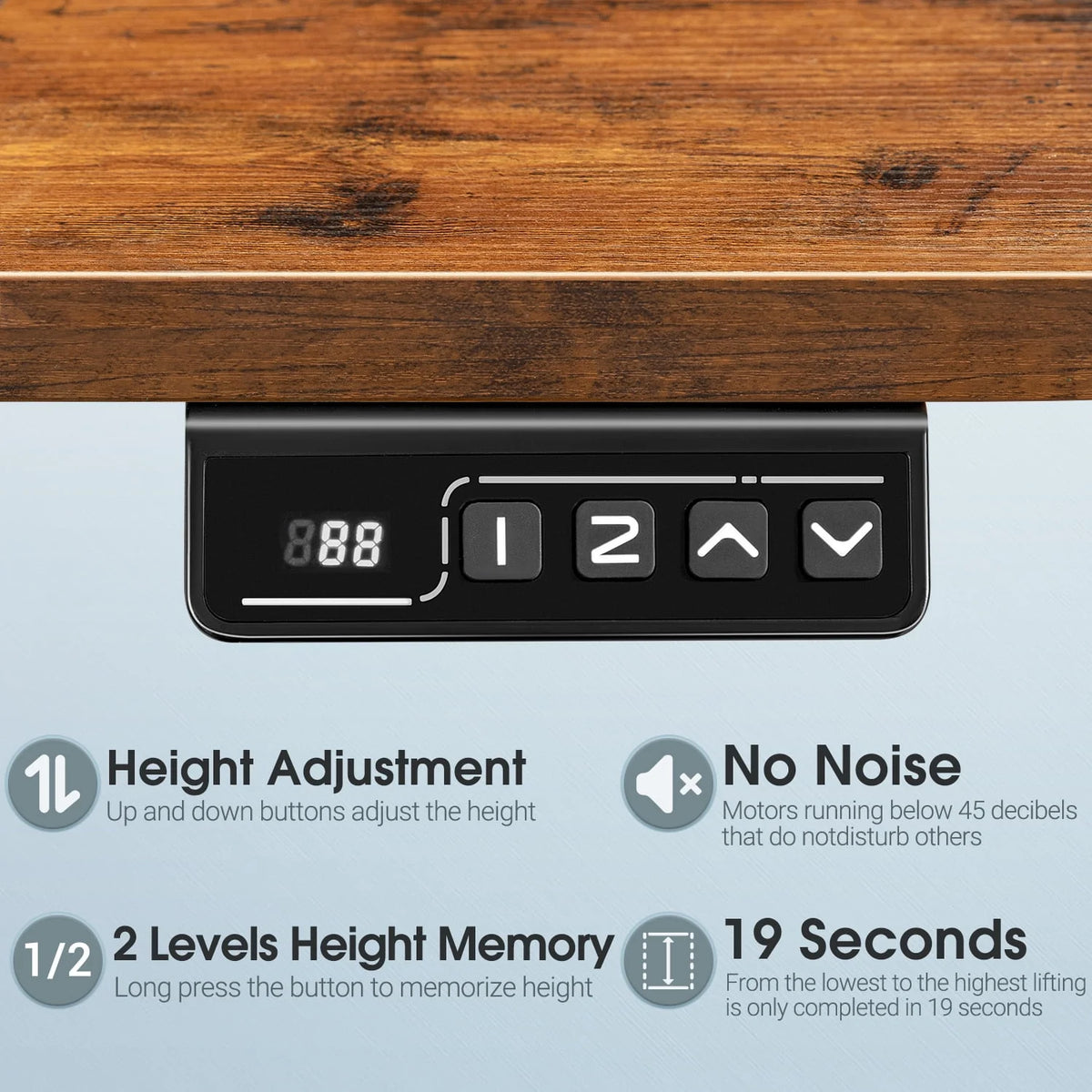 Electric Height Adjustable Standing Desk with Memory Preset, White S1604