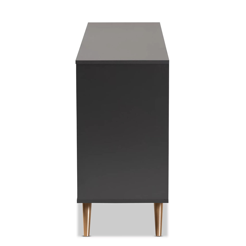 Dark Grey Gold Wood 6-Drawer Dresser S18159