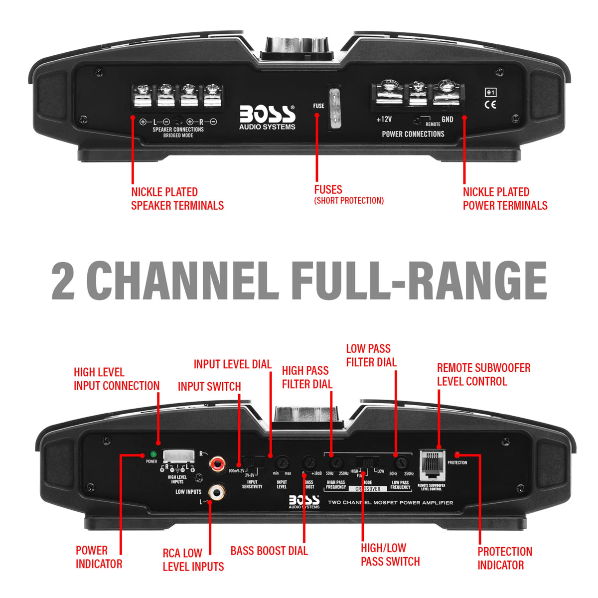 2 Channel Car Amplifier, 1000 W Y3869