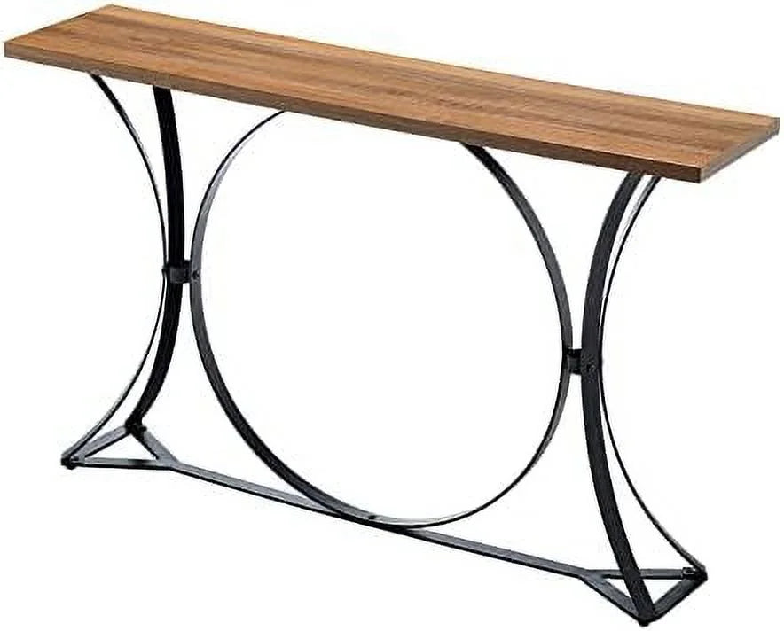Rustic Wood Console Table with Metal Frame J24005