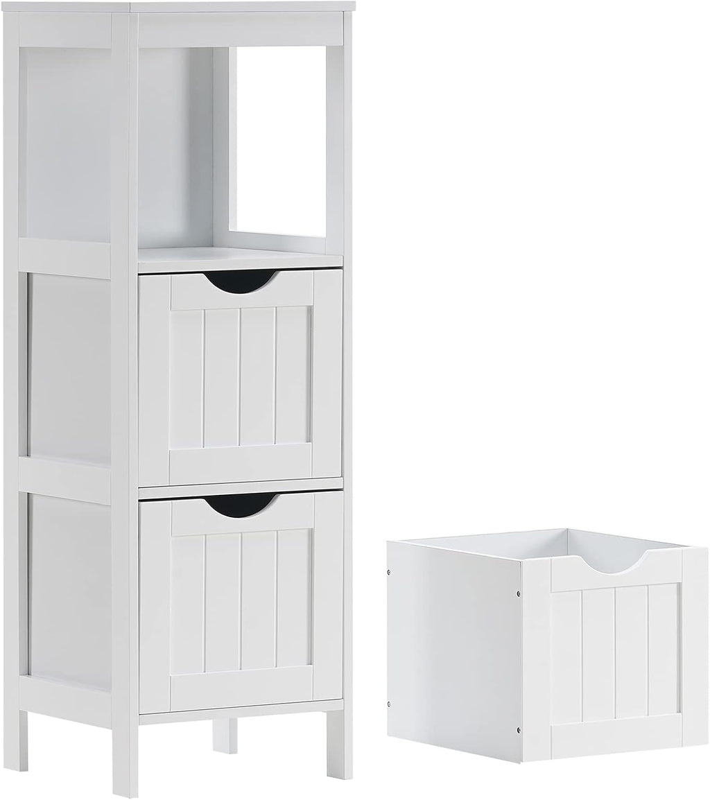 Narrow Bathroom Storage Cabinet with 3 Removable Drawers, 11.8 L x 11.8 W x 35 H, Black I191971