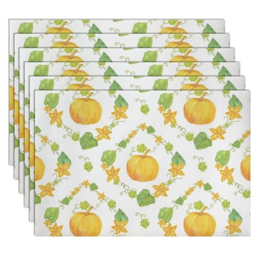 Fall Gourd Pattern Faux Leather 12 X 18 Inch 6Pc Placemat Set A532