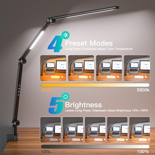 Black 18W LED Desk Lamp with Clamp A855452