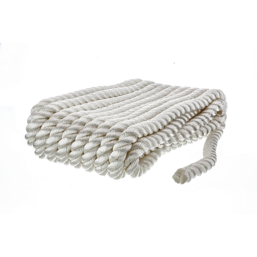 3-Strand Twisted Nylon Dock Rope, ¾-Inch x 25 Feet, White J4467
