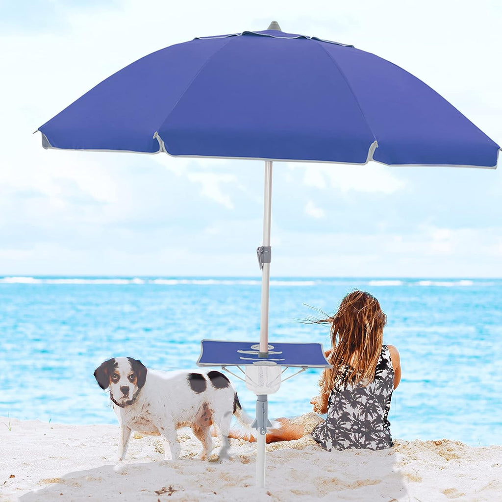 7.5FT Beach Umbrella with Table and Carry Bag T555950