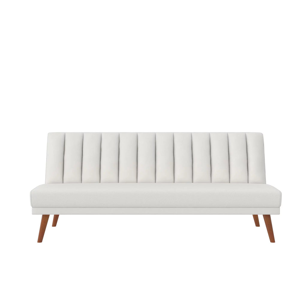 White Faux Leather Armless Futon Sofa Lounger T810531