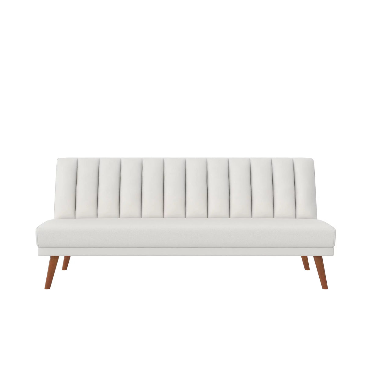 White Faux Leather Armless Futon Sofa Lounger T810531