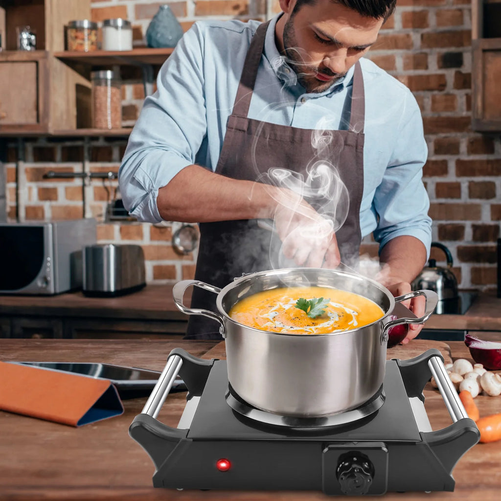 Electric Single Burner Portable Hot Plate with 5 Temperature Adjustments Black Z732