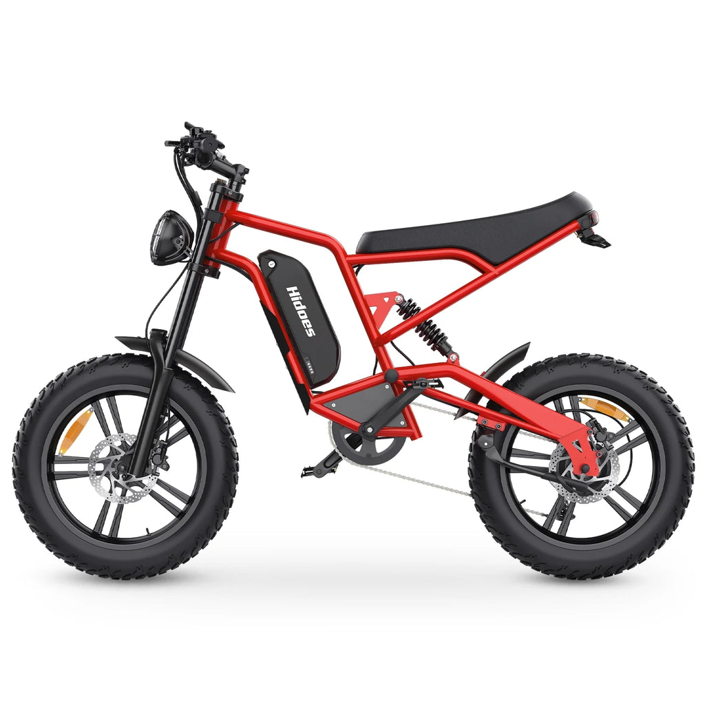 20 Fat Tire 1200W Electric Bike with Removable Battery Red O829