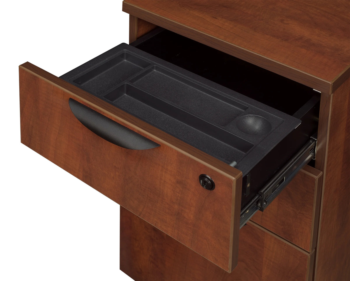 71 in. Hi-Low Bow Front L Desk with Single Mobile Pedestal Cherry N388