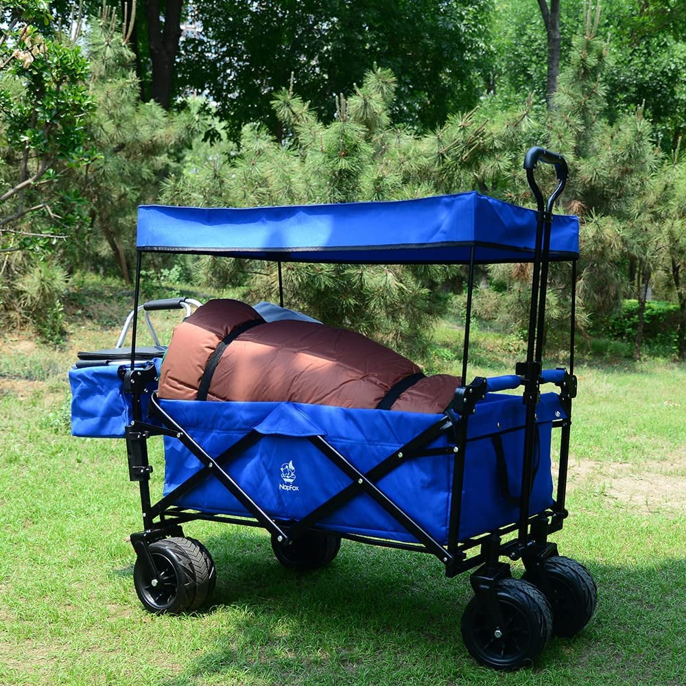 Collapsible Heavy Duty Folding Wagon Cart with Removable Canopy M47294