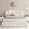 Beige Velvet Queen Bed with Underbed Storage F9444