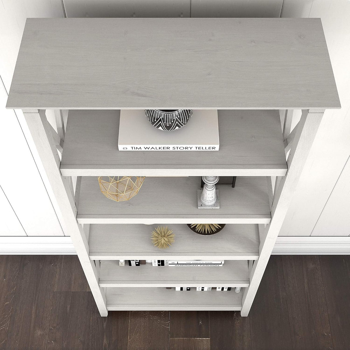 Linen White Oak 5 Shelf Bookcase E802