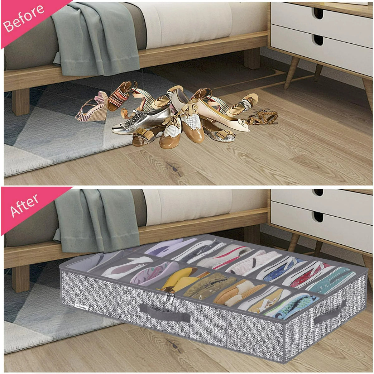 Under Bed Shoe Storage Organizer, Set of 2 C2259
