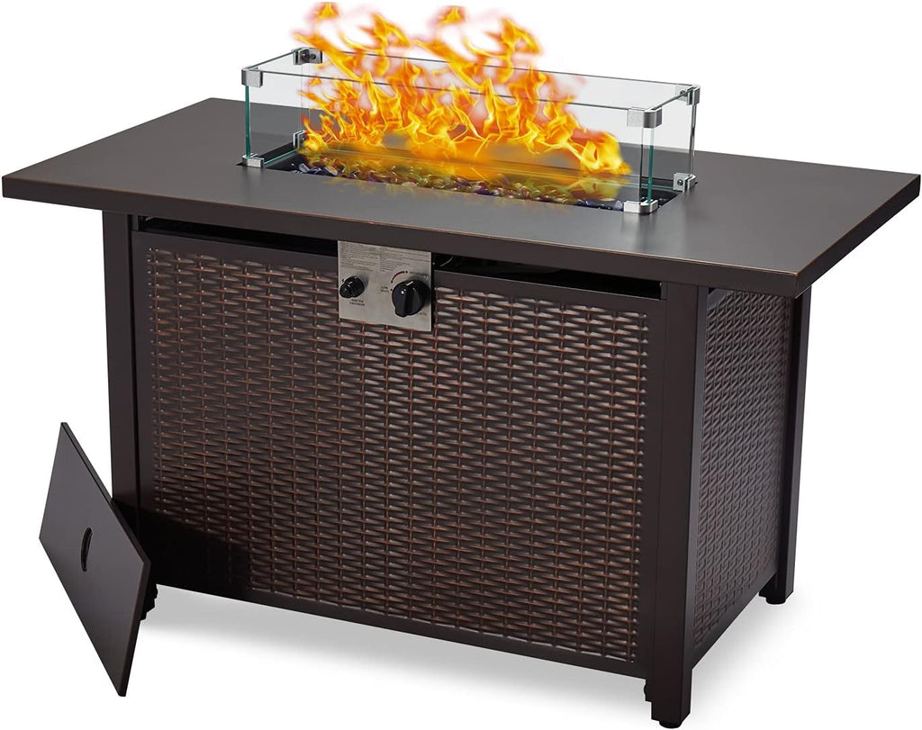 44 Inch 50000 BTU Propane Fire Pit Table with Rain Cover F580