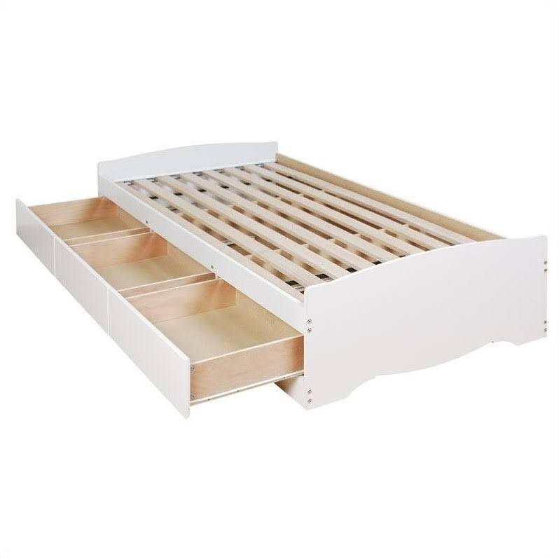 White Twin Platform Storage Bed R7460