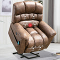 Large Power Lift Recliner Chair with Massage and Heat, Faux Leather, Grey H853