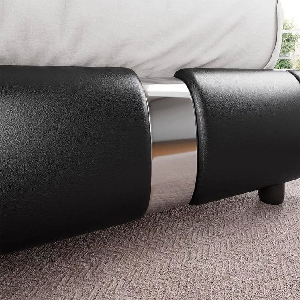King Size Leather Bed Frame with Adjustable Headboard S788