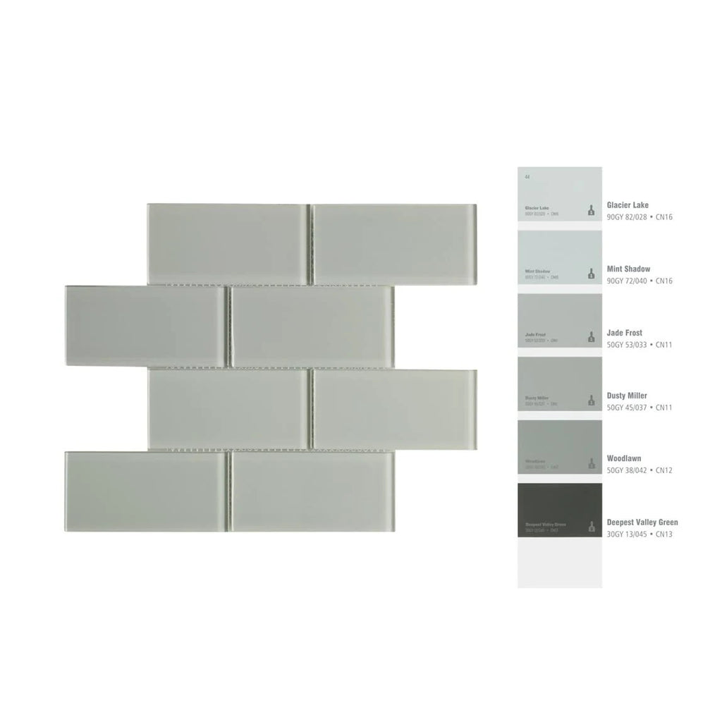 Glossy Soft Gray Glass Subway Tile, 3 inch x 6 inch, 5 Square Feet Carton Z451395