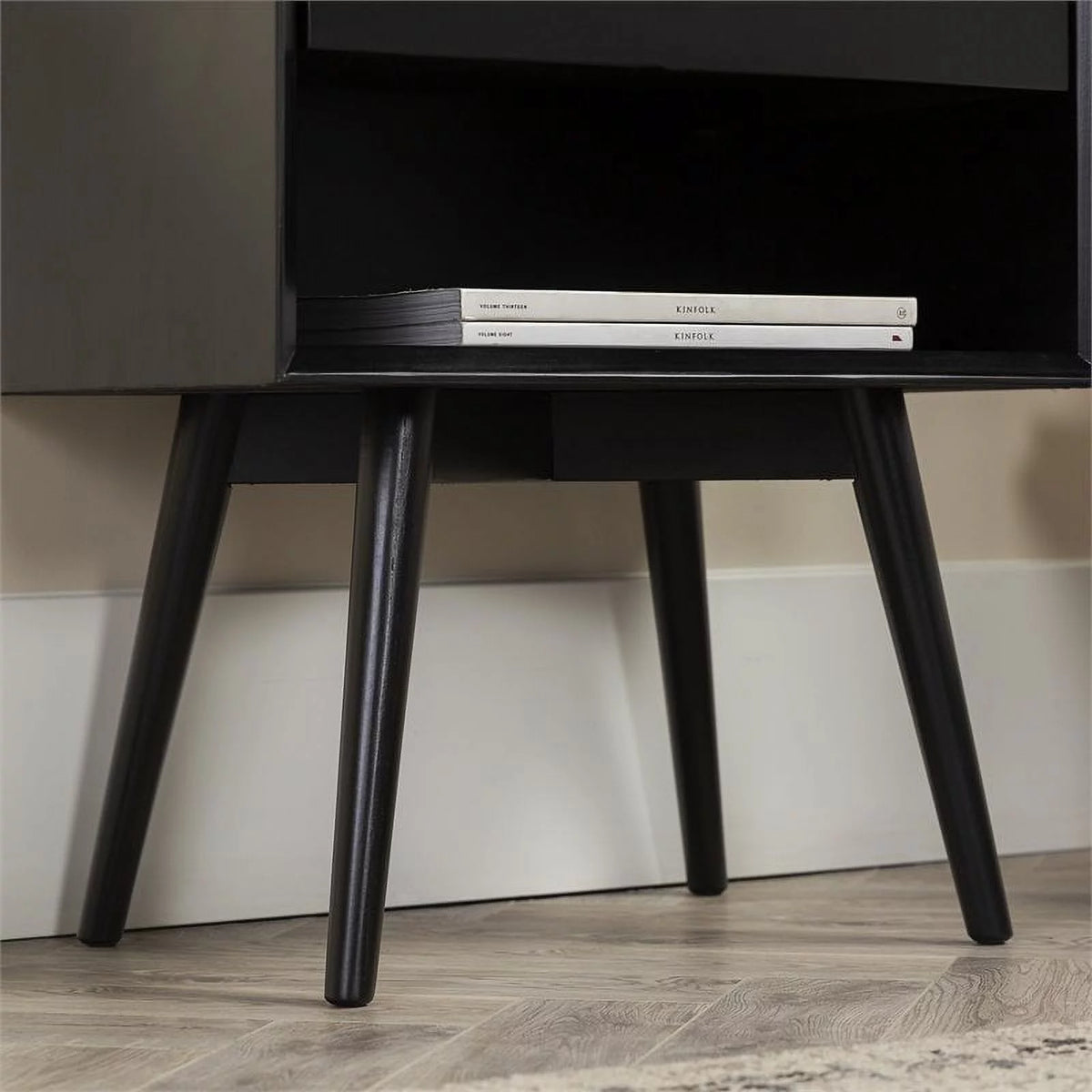 Black 1-Drawer Nightstand T46913
