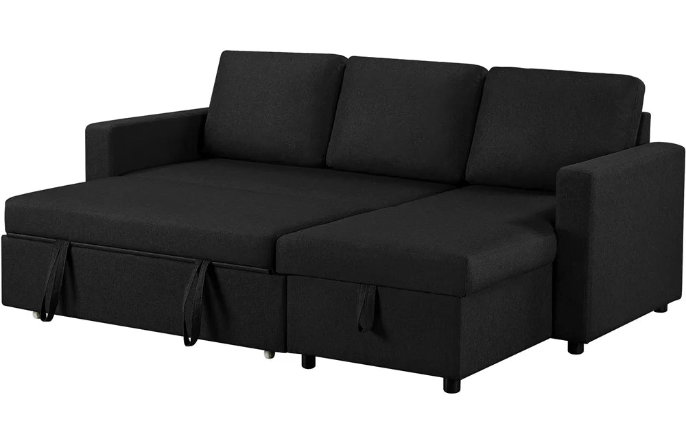 Dark Gray Reversible L-Shaped Sectional Sofa with Pull Out Bed I537896