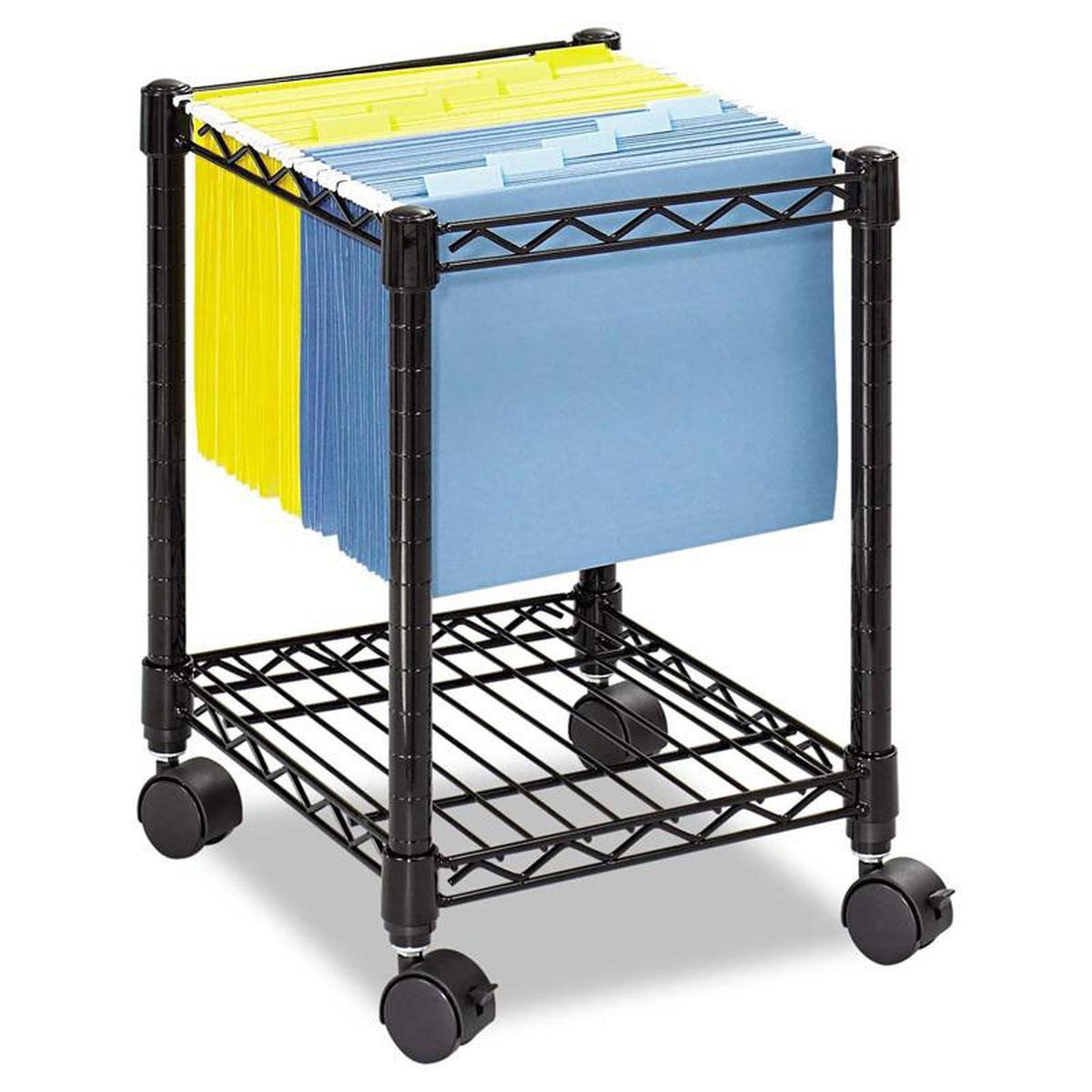 Black Steel Wire Mobile File Cart T4488
