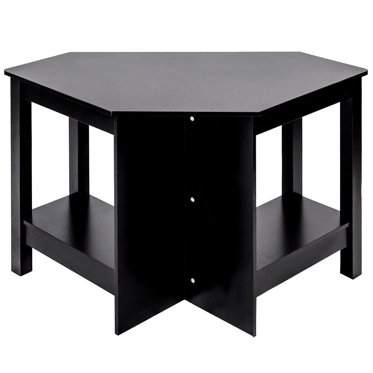 Black Wooden Corner Desk With Drawer D31342