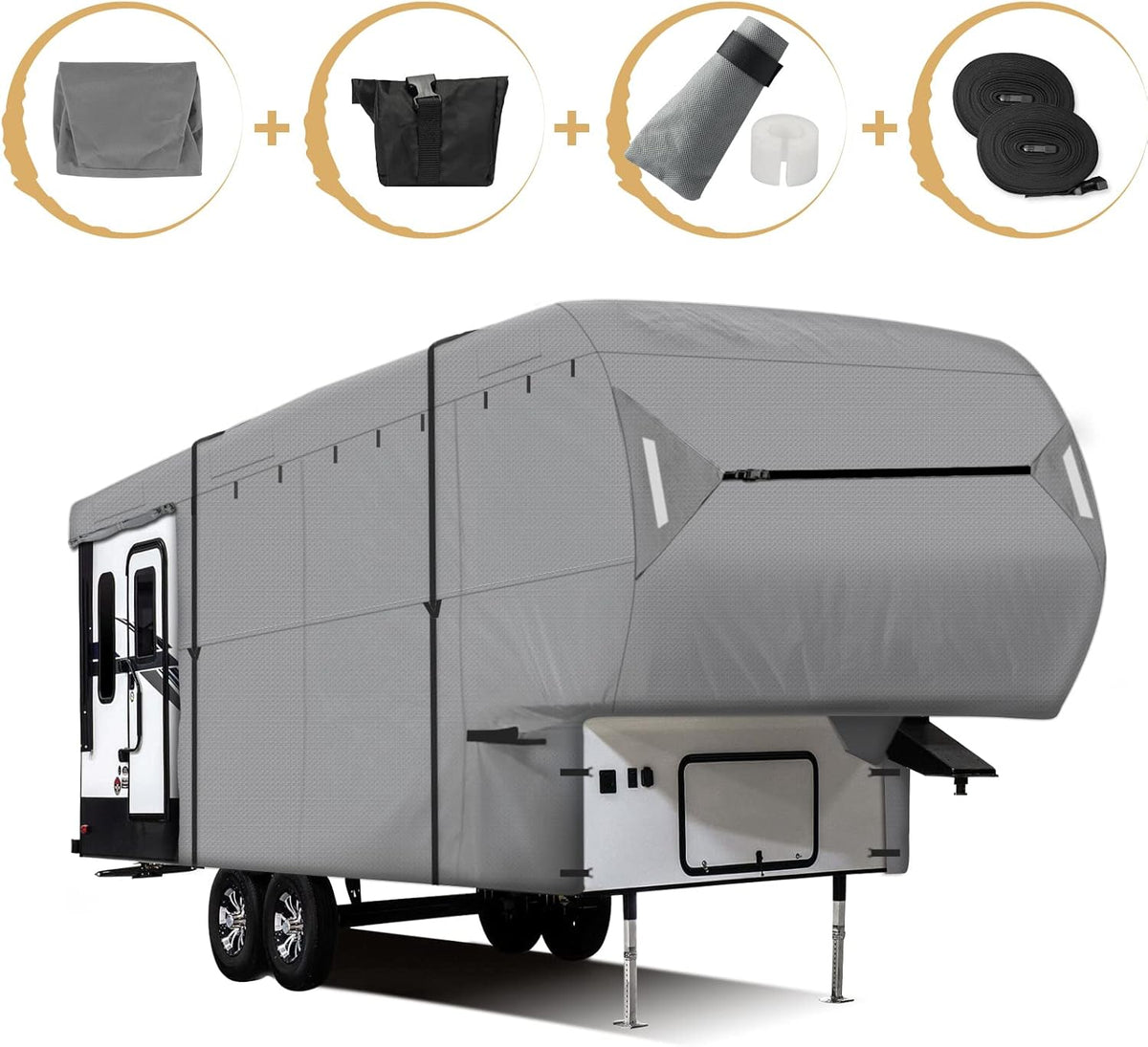 5th Wheel RV Cover Fits 26'-29' 4 Layers Anti-UV Rip-Stop K939
