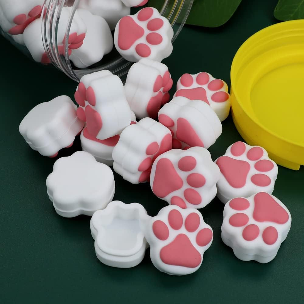 3ml Silicone Container For Wax Non-Stick Food Grade Cat Paw Small Silicone Jars Storage Containers (6) Pack of 2 N23711