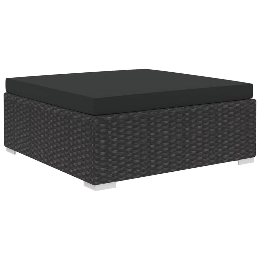 8 Piece Black Poly Rattan Patio Lounge Set with Cushions B45021