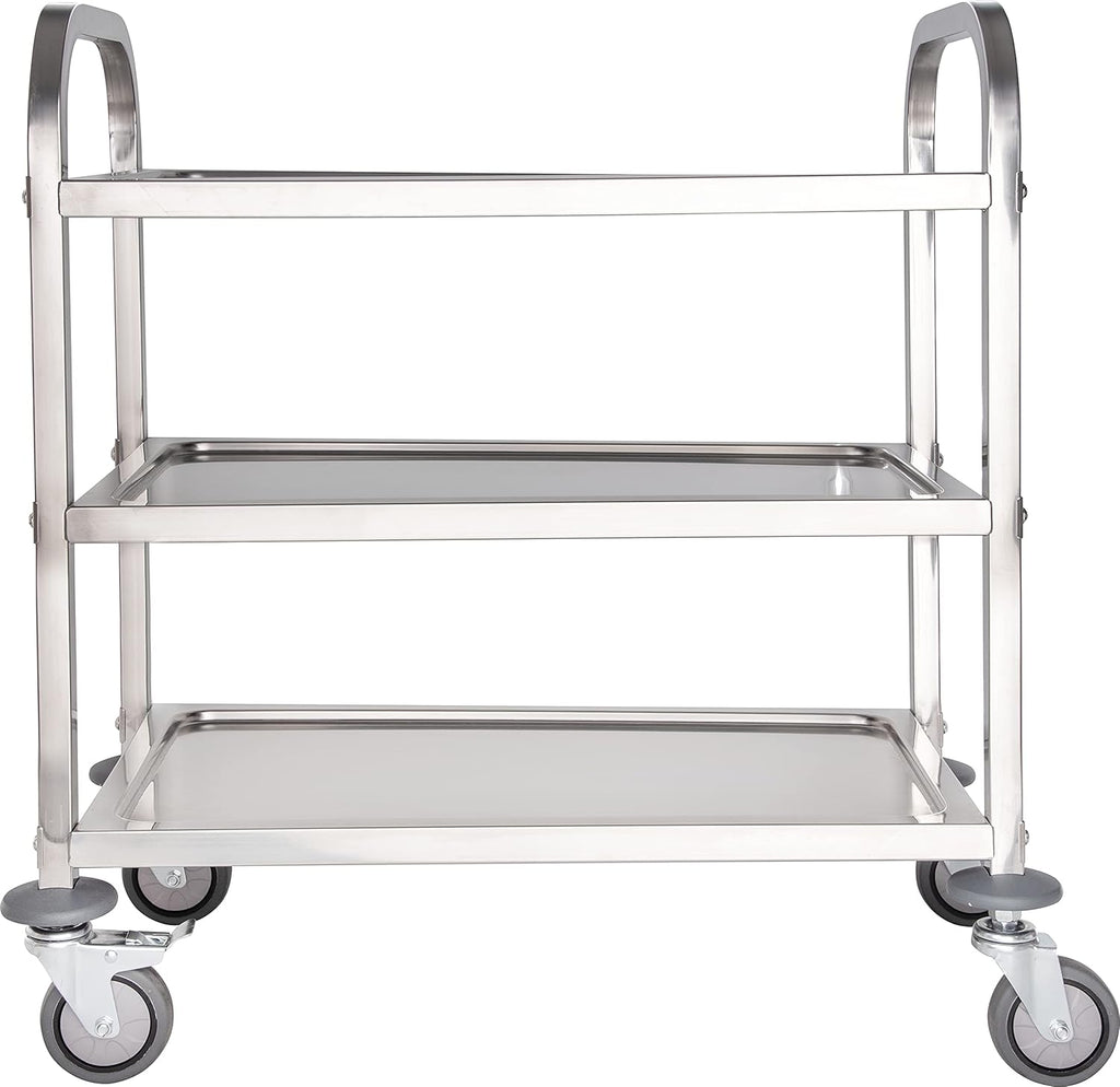 3 Shelf Stainless Steel Utility Cart, 400 Pound Capacity M94739