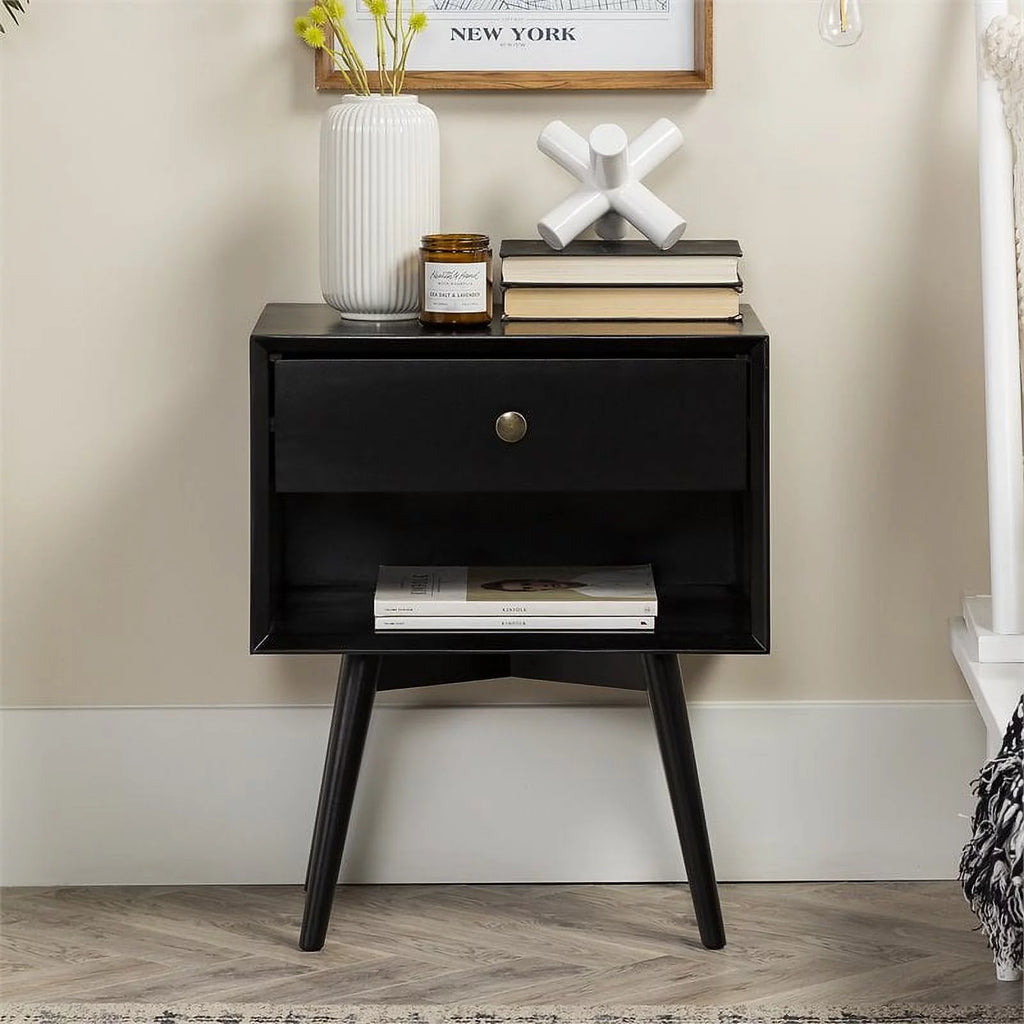 Black 1-Drawer Nightstand T46913