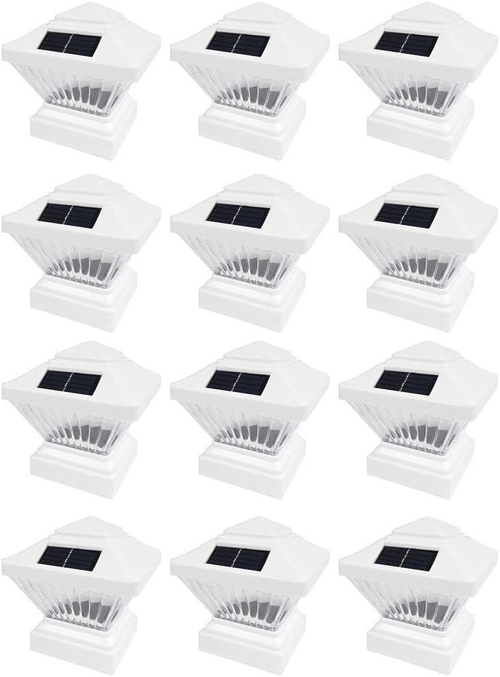 12 Pack White Solar LED Post Cap Light O2342