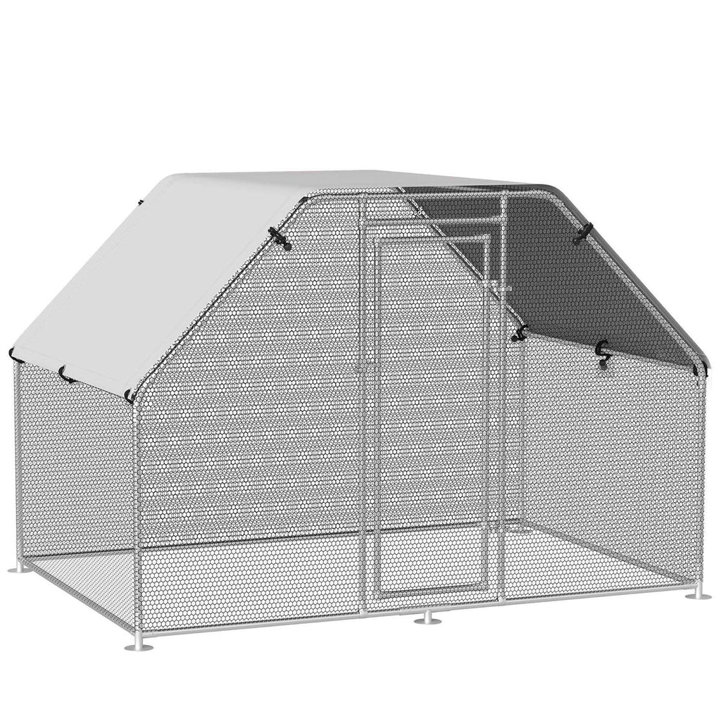 Galvanized Metal Chicken Coop with Cover Z872405