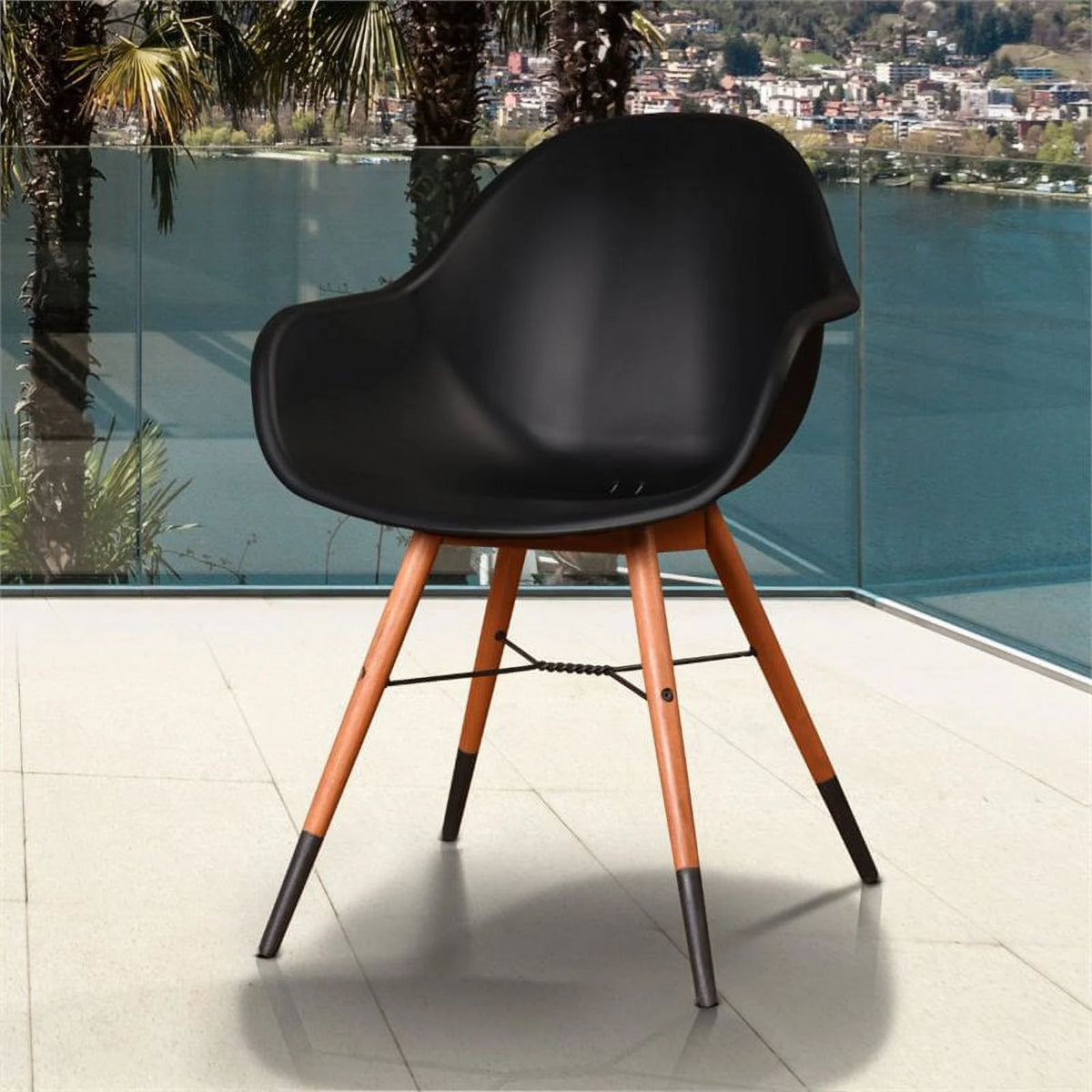 Black Patio Armchair Set of 4 Z332