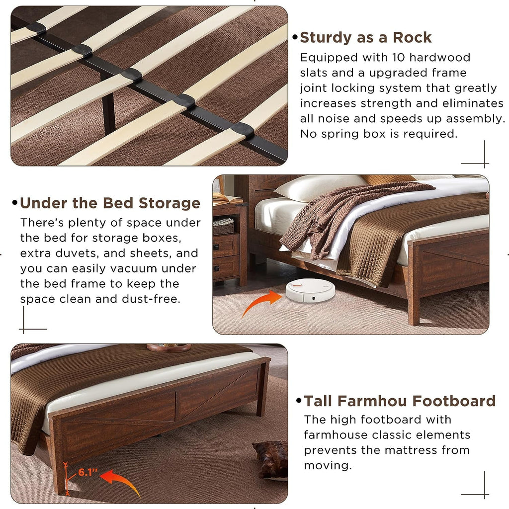 Full Platform Bed with Bookcase Headboard and Charging Station Y857315