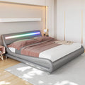 Queen Size Black PU Upholstered Platform Bed Frame with Adjustable Headboard K173