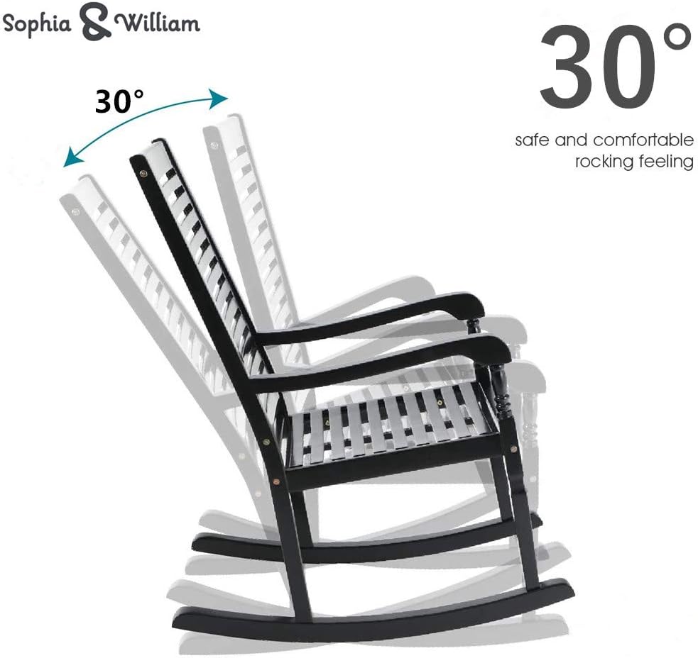 Black Acacia Wood Rocking Chairs Set of 2 S98812