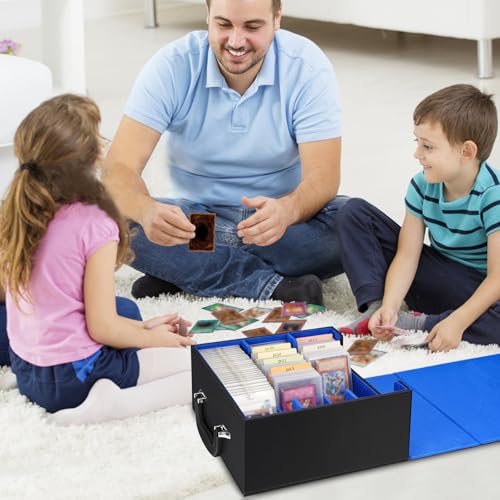 Black Blue Trading Card Storage Box with Handle Y34881