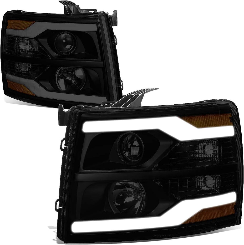 Smoke Lens LED Projector Headlights Assembly for Chevy Silverado O9902