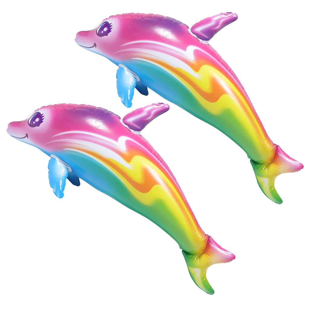 Inflatable Dolphin Toy Beach Pool Float Balloons Multicolor X4264