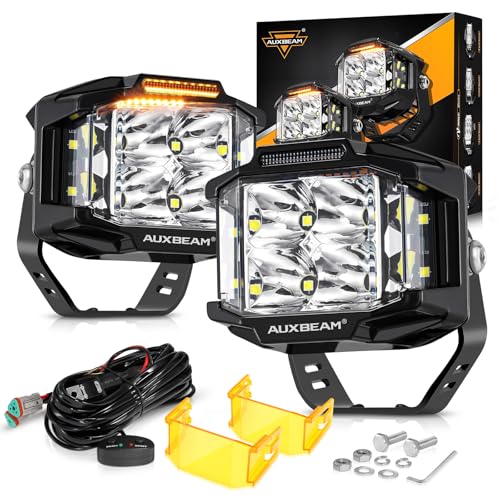 72W LED Rectangle Offroad Cube Spotlights with Amber DRL F2560